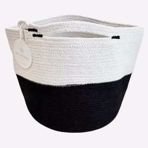 NWT Mia Melange Foldable Cotton Basket Plant Holder Black/White Handcrafted